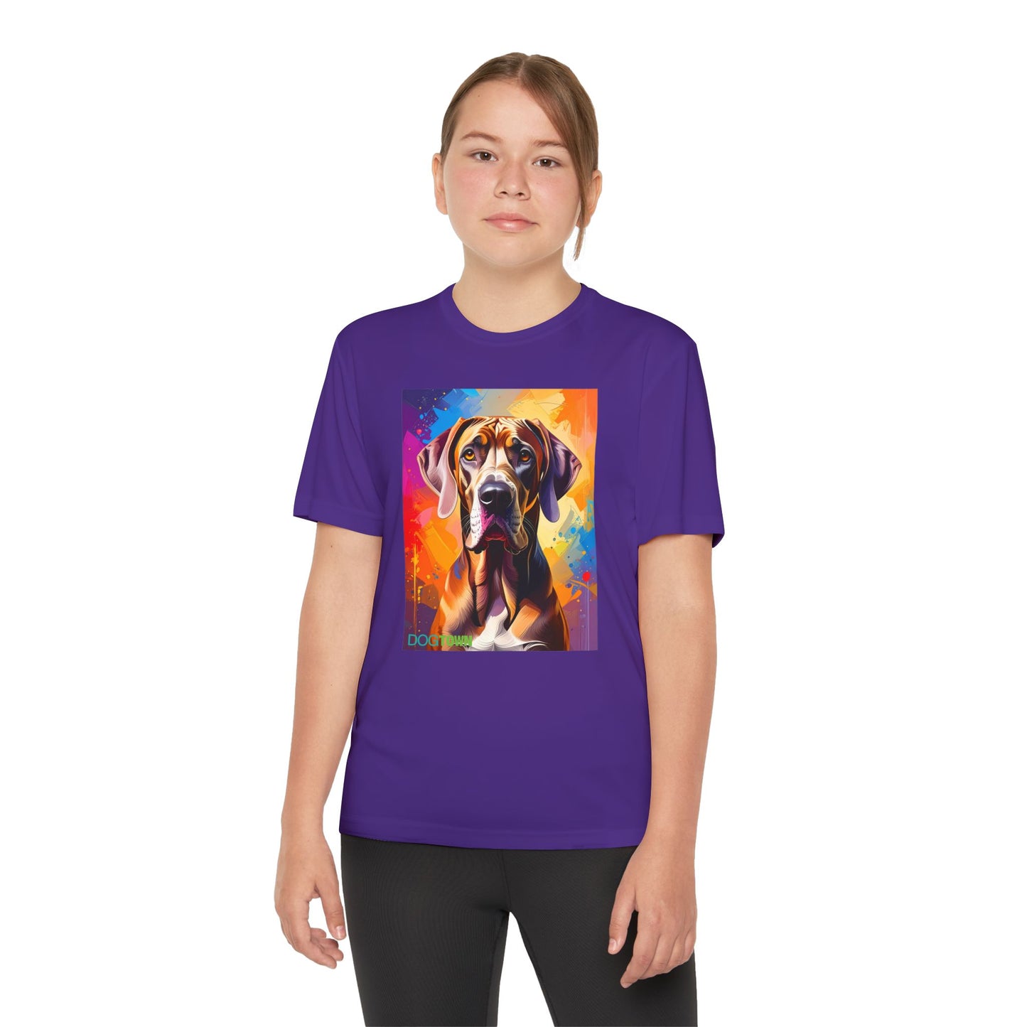 Pup Art Canvas - Kid's Sport Short Sleeve Tee (Great Dane)