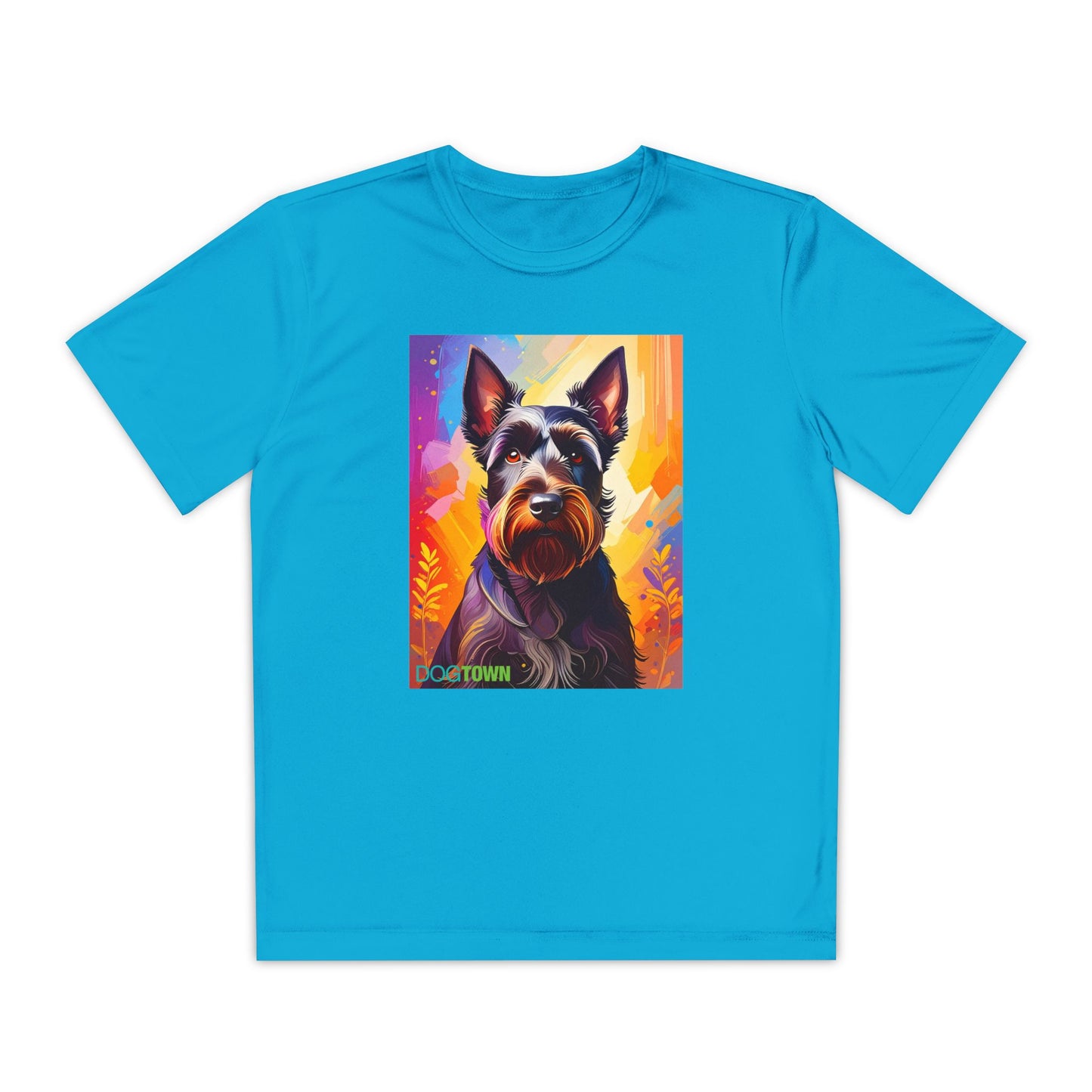 Pup Art Canvas - Kid's Sport Short Sleeve Tee (Scottish Terrier)