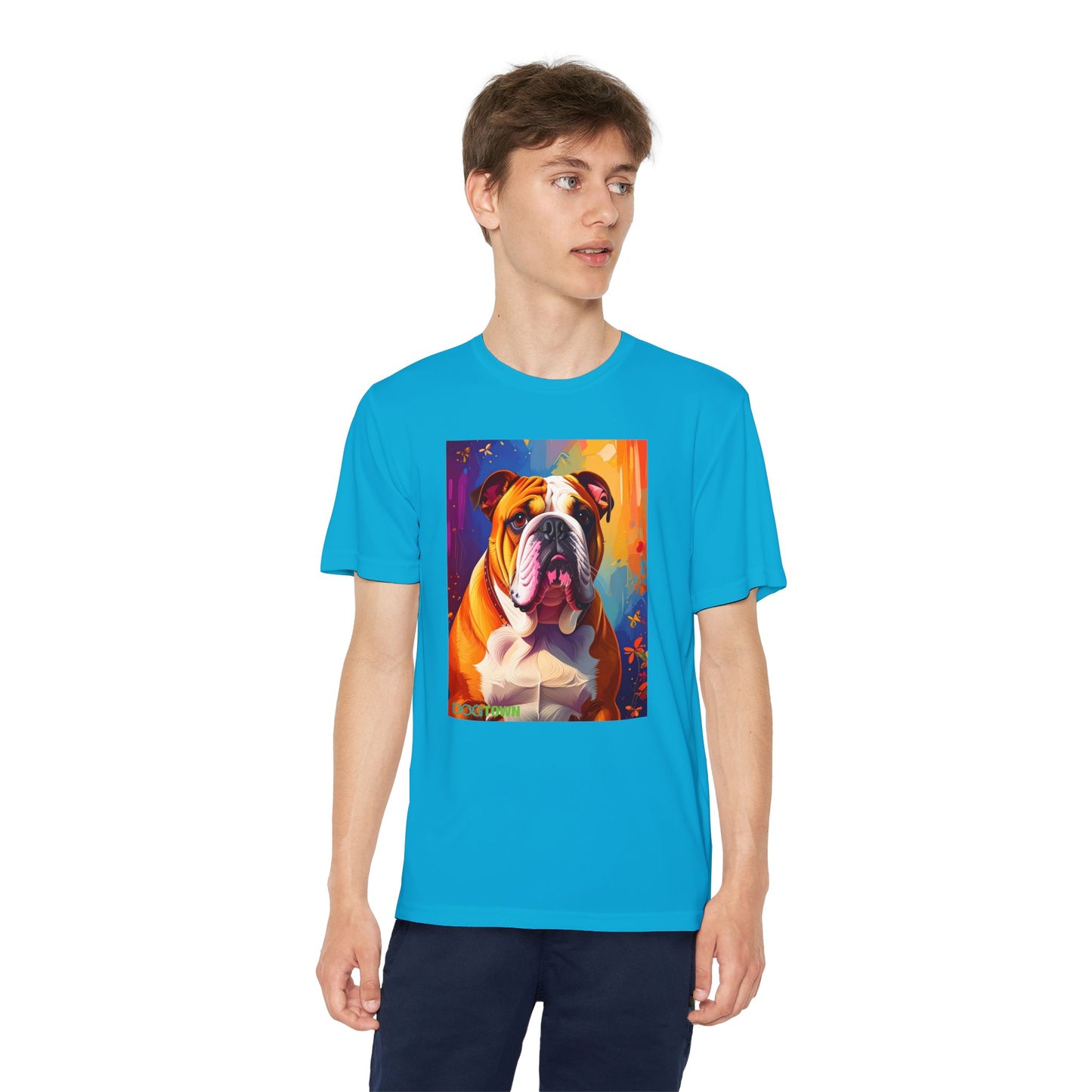 Pup Art Canvas - Kid's Sport Short Sleeve Tee (English Bulldog)