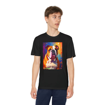 Pup Art Canvas - Kid's Sport Short Sleeve Tee (English Bulldog)