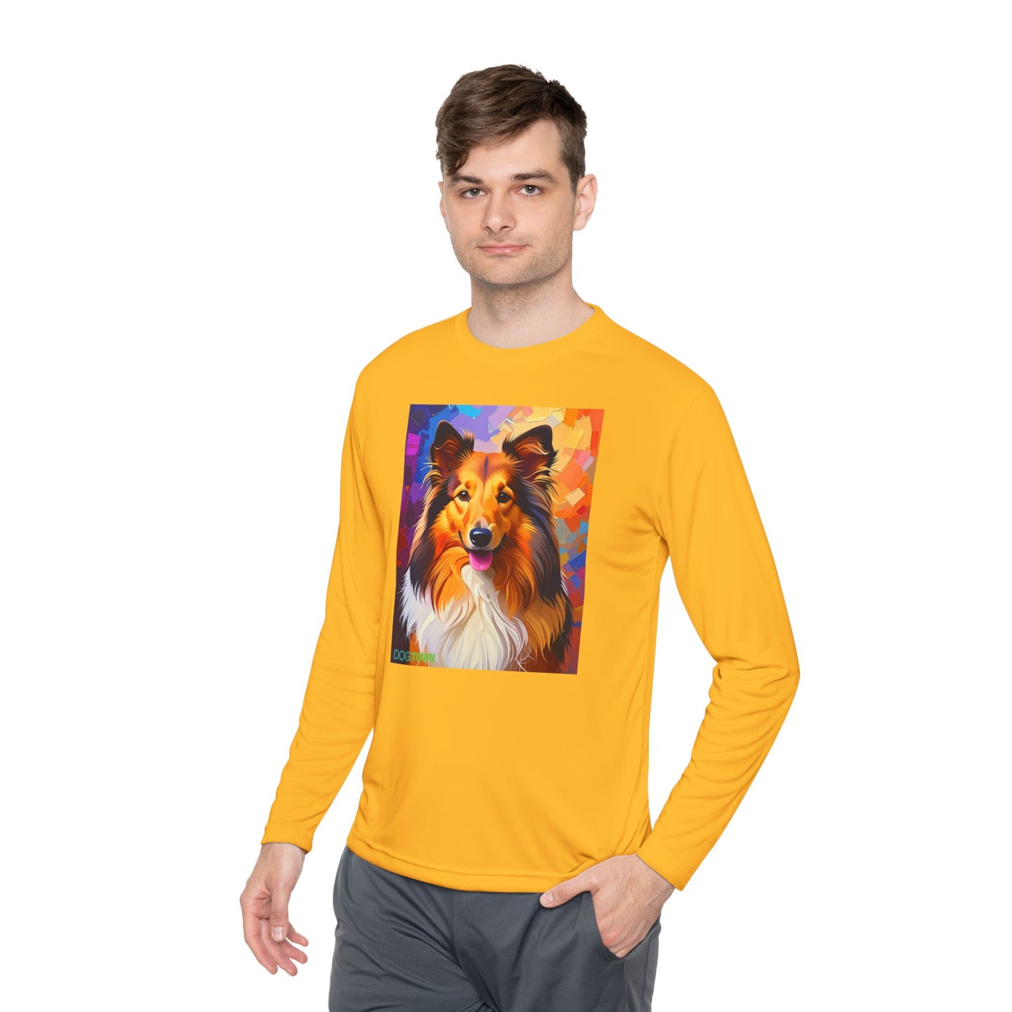 Pup Art Canvas Sport Long Sleeve Tee (Sheltie)