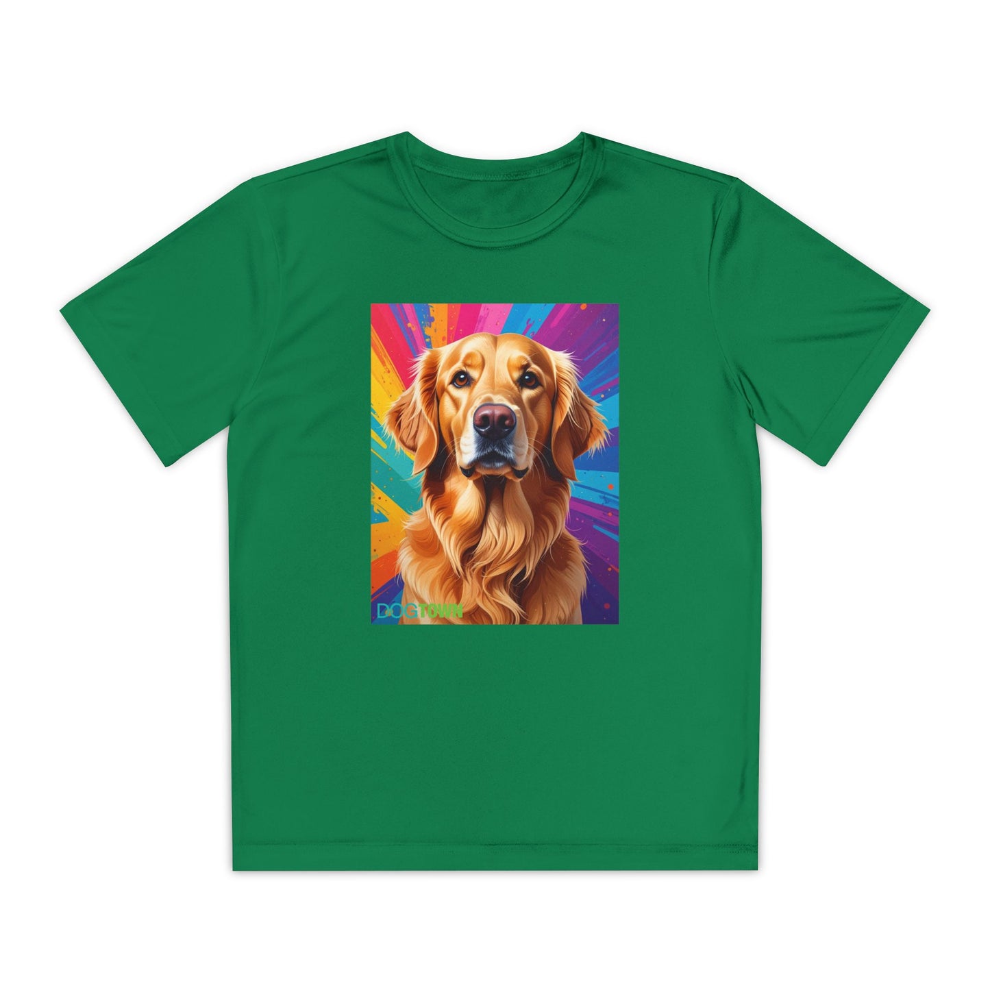Pup Art Canvas - Kid's Sport Short Sleeve Tee (Golden Retriever)