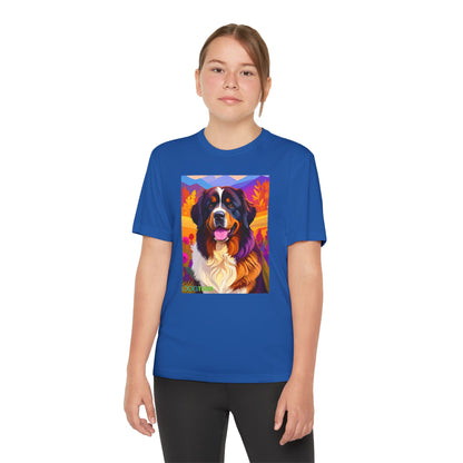 Pup Art Canvas - Kid's Sport Short Sleeve Tee (Bernese Mountain Dog)