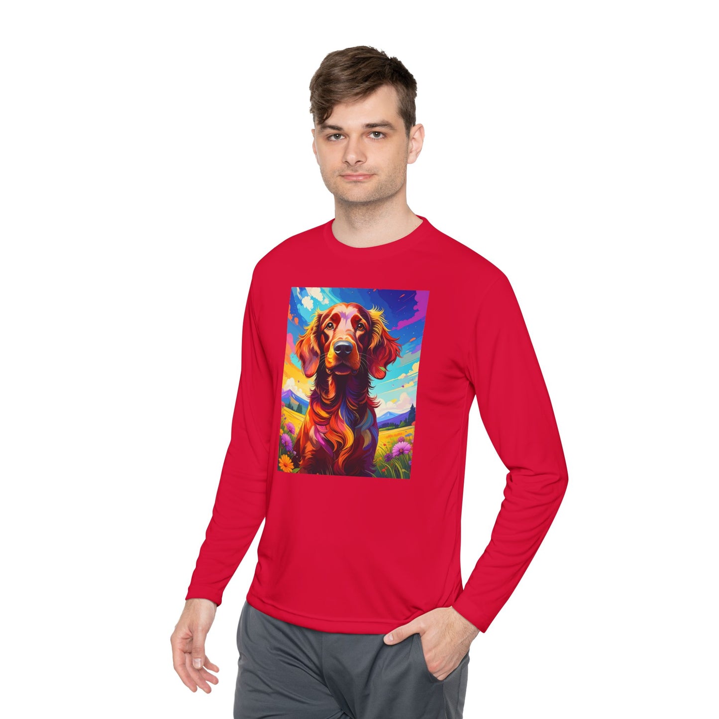 Pup Art Canvas Sport Long Sleeve Tee (Irish Setter)