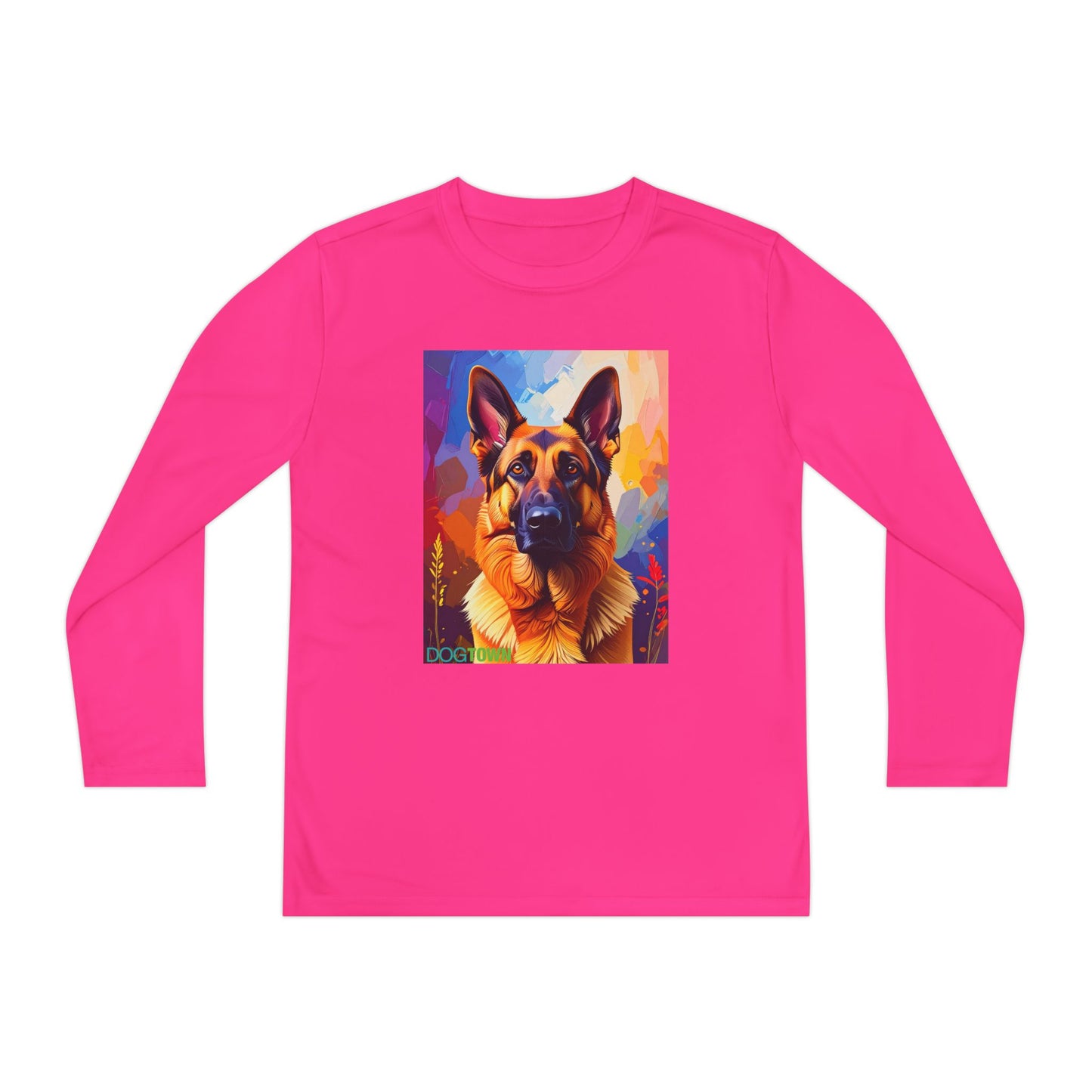 Pup Art Canvas - Kid's Sport Long Sleeve Tee  (German Shepherd)