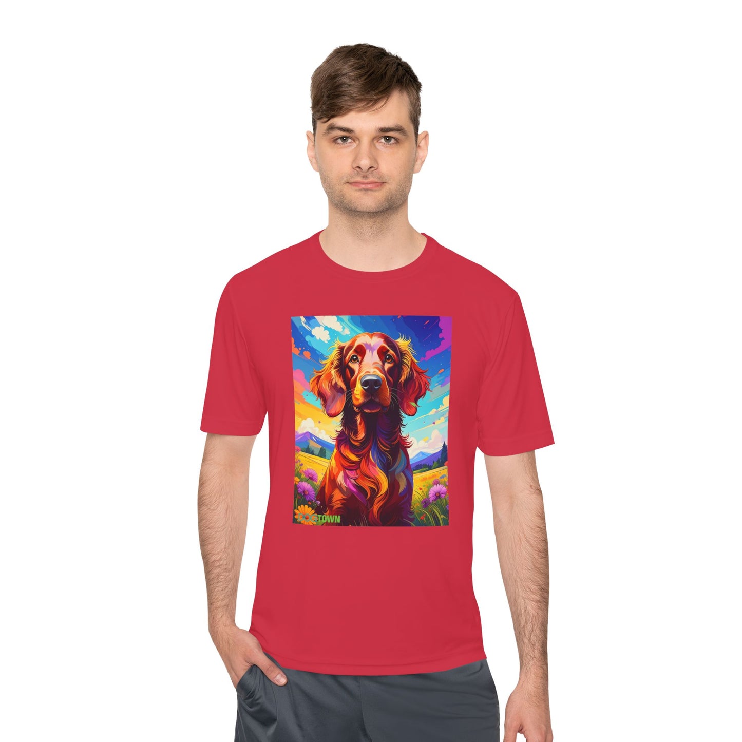 Pup Art Canvas Unisex Moisture Wicking Tee (Irish Setter)