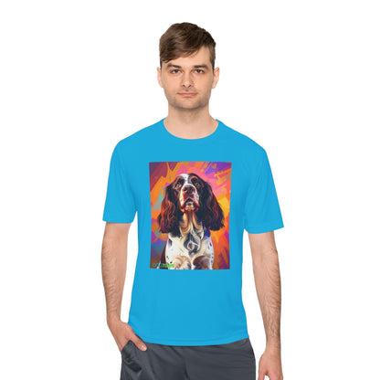 Pup Art Canvas Unisex Moisture Wicking Tee (English Springer Spaniel - 2)