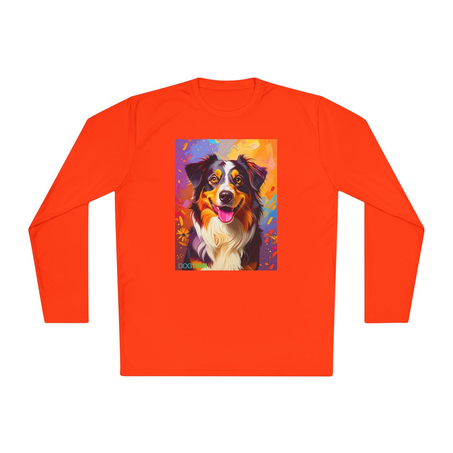 Pup Art Canvas Sport Long Sleeve Tee (Australian Shepherd)