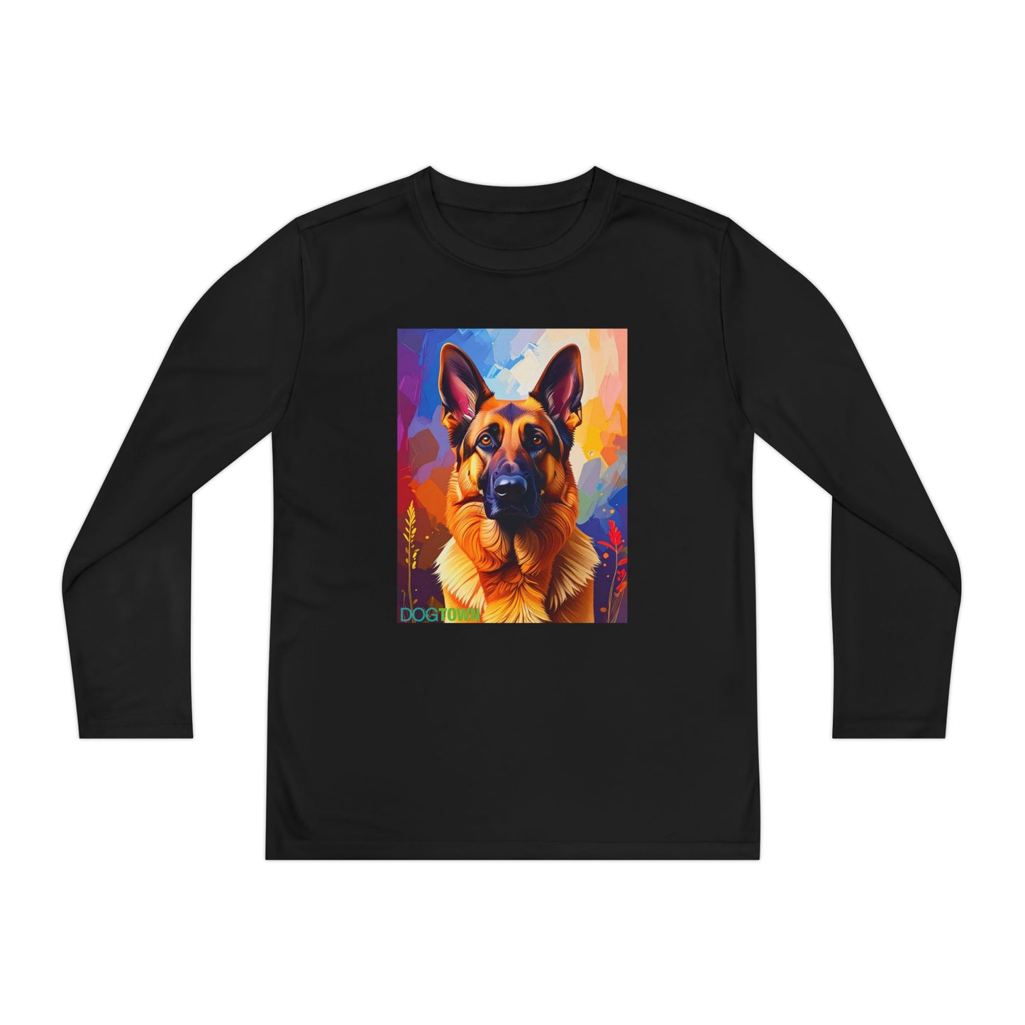 Pup Art Canvas - Kid's Sport Long Sleeve Tee  (German Shepherd)