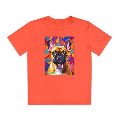 Pup Art Canvas - Kid's Sport Short Sleeve Tee (French Bulldog)