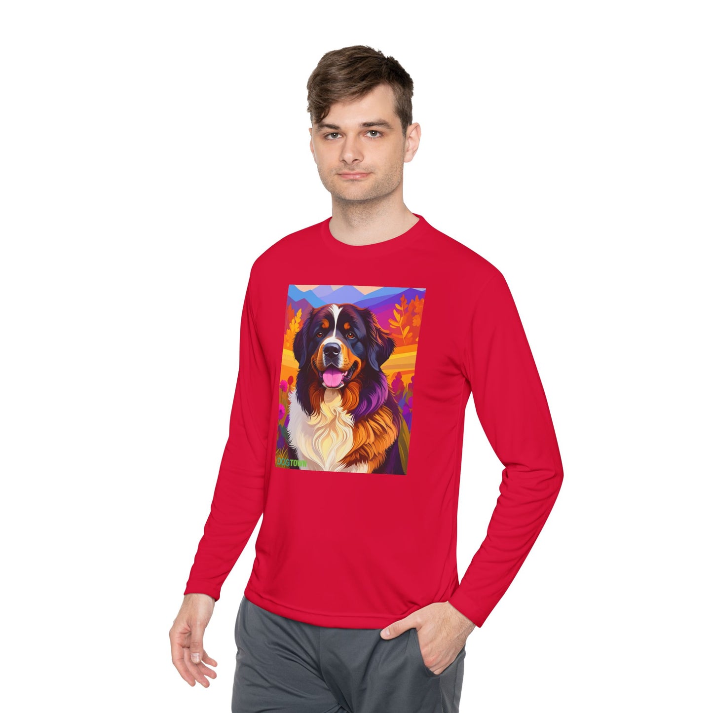 Pup Art Canvas Sport Long Sleeve Tee (Bernese Mountain Dog)