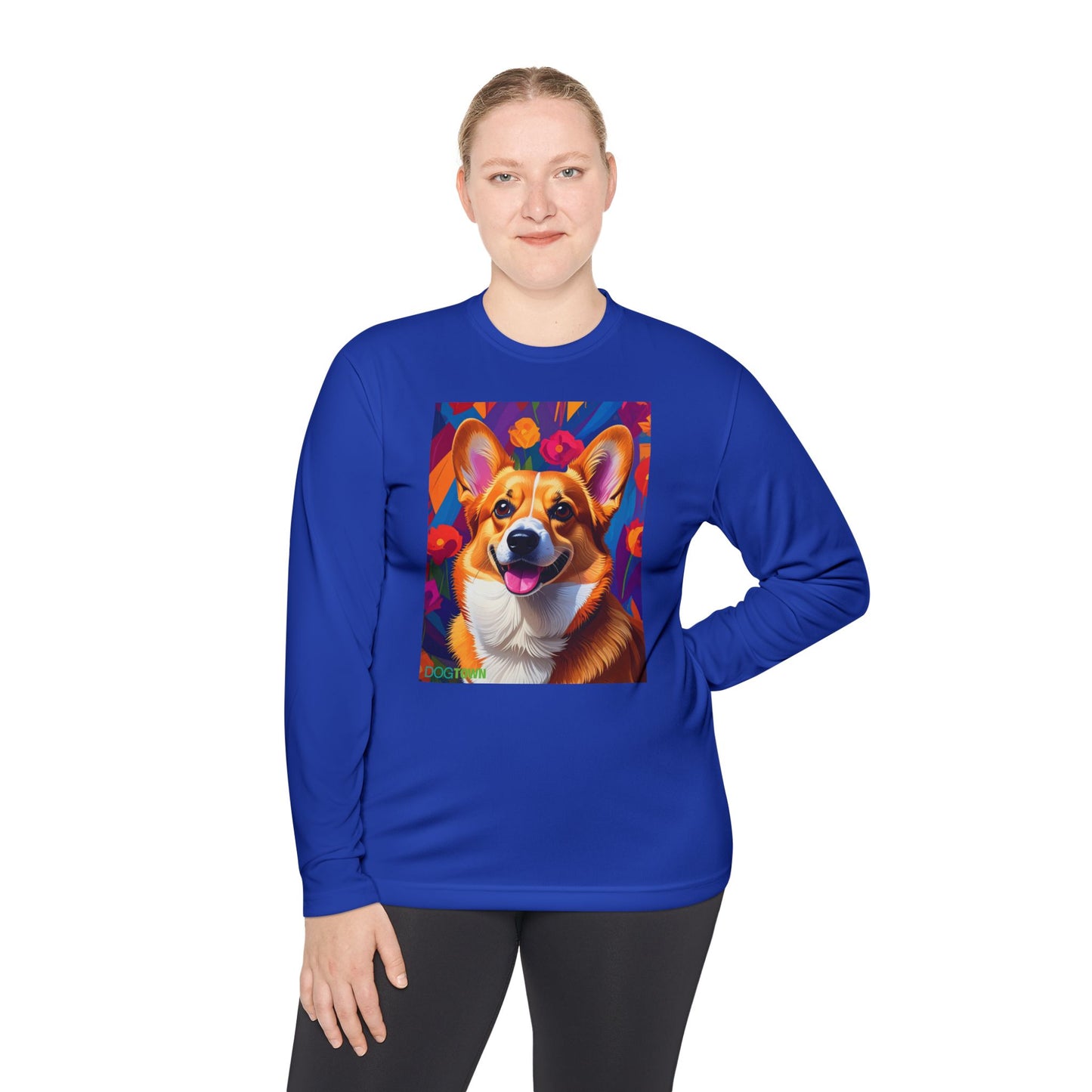 Pup Art Canvas Sport Long Sleeve Tee (Corgi)