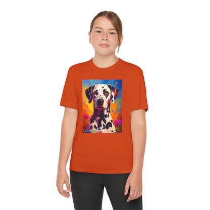 Pup Art Canvas - Kid's Sport Short Sleeve Tee (Dalmatian)