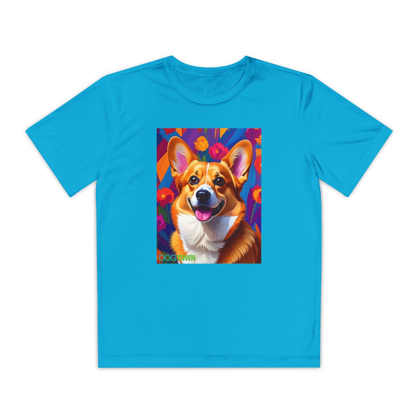 Pup Art Canvas - Kid's Sport Short Sleeve Tee (Corgi)