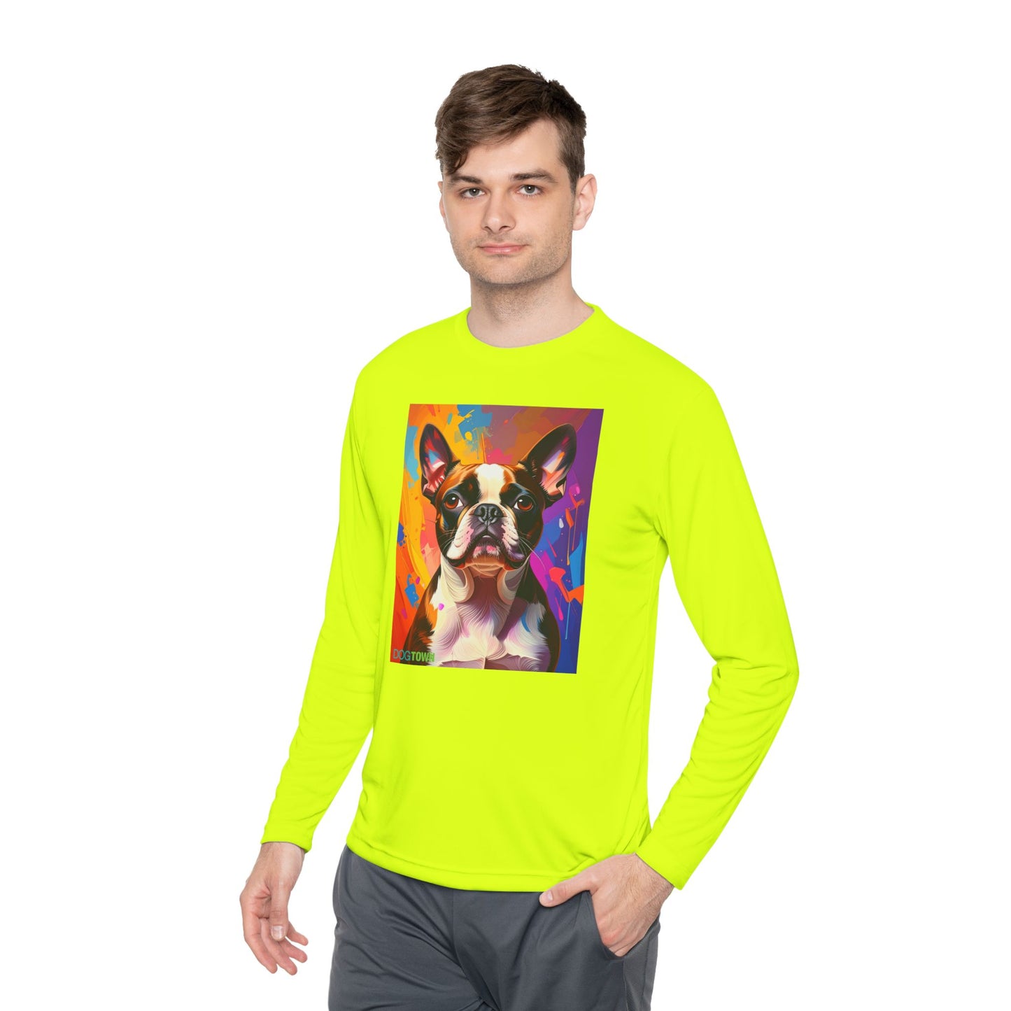 Pup Art Canvas Sport Long Sleeve Tee (Boston Terrier)