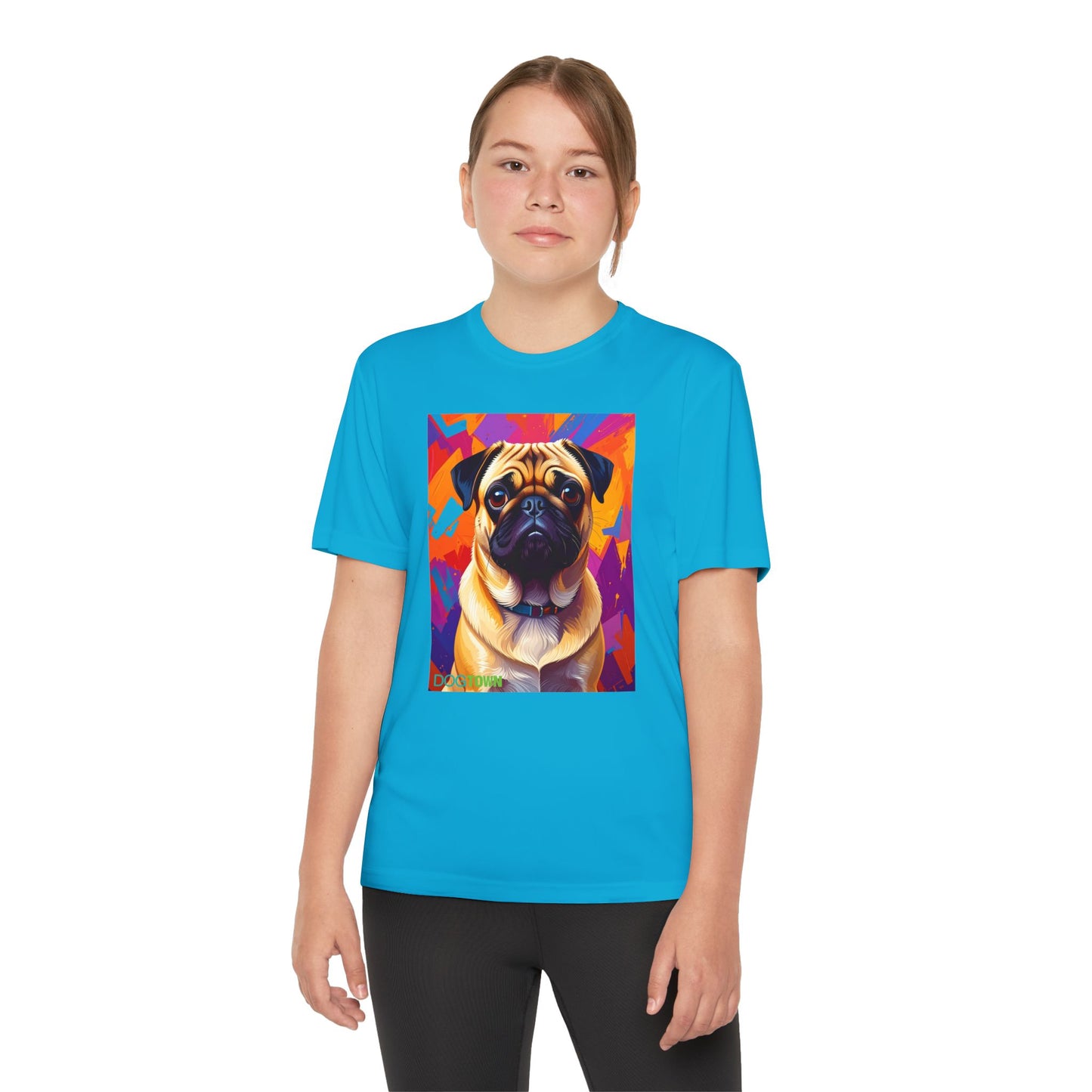 Pup Art Canvas - Kid's Sport Short Sleeve Tee (Pug)