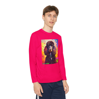 Pup Art Canvas - Kid's Sport Long Sleeve Tee (Standard Poodle)