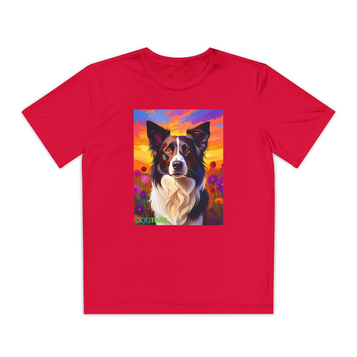 Pup Art Canvas - Kid's Sport Short Sleeve Tee (Border Collie)
