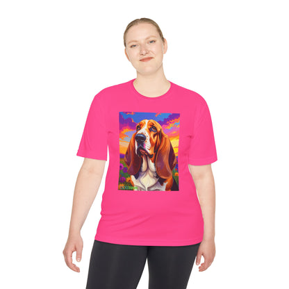 Pup Art Canvas Unisex Moisture Wicking Tee (Basset Hound)