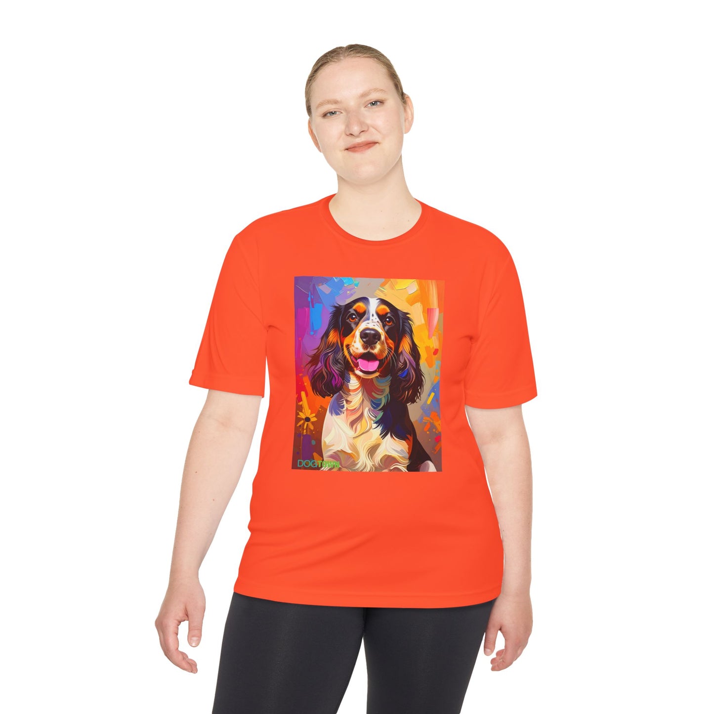 Pup Art Canvas Unisex Moisture Wicking Tee (English Springer Spaniel - 1)