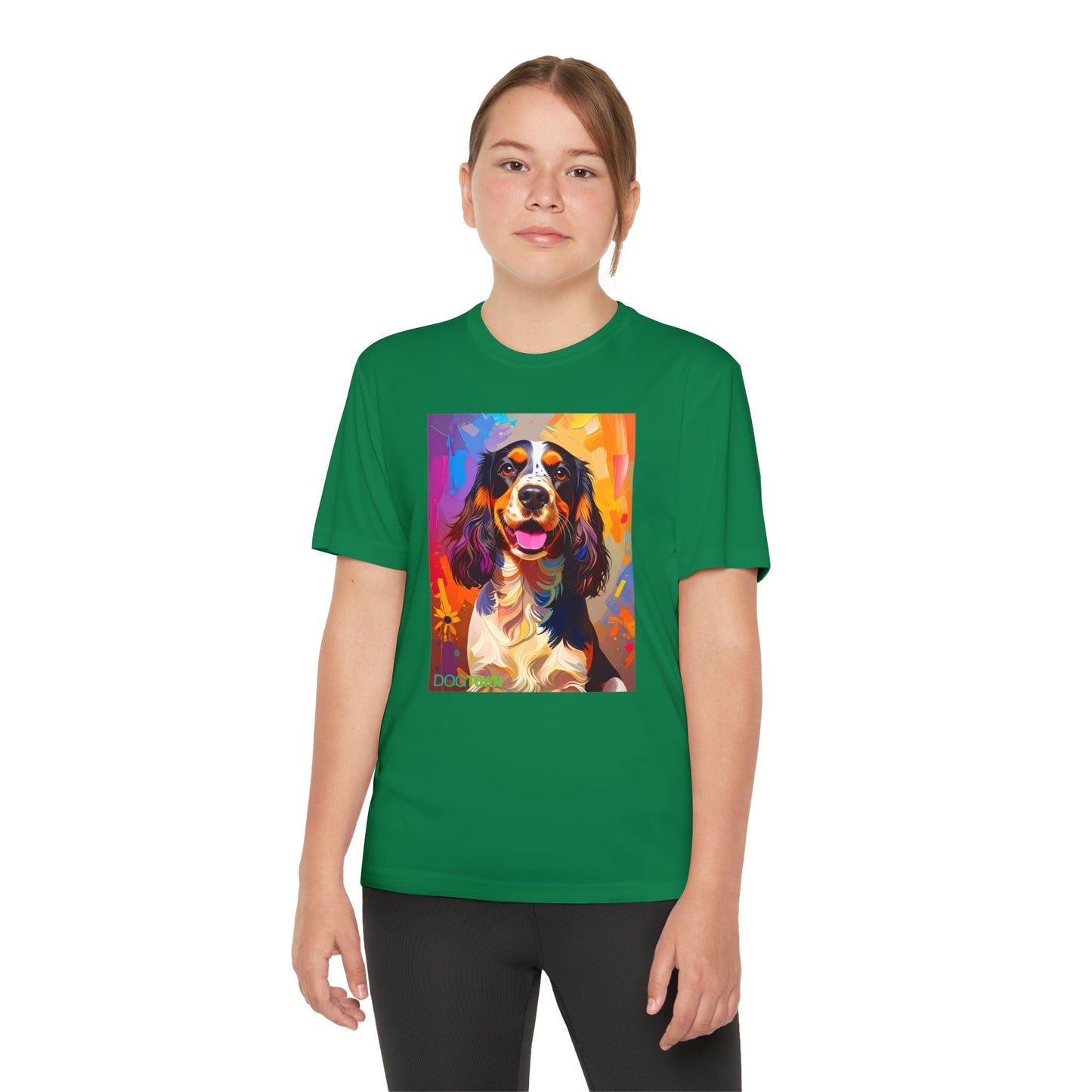 Pup Art Canvas - Kid's Sport Short Sleeve Tee (English Springer Spaniel)