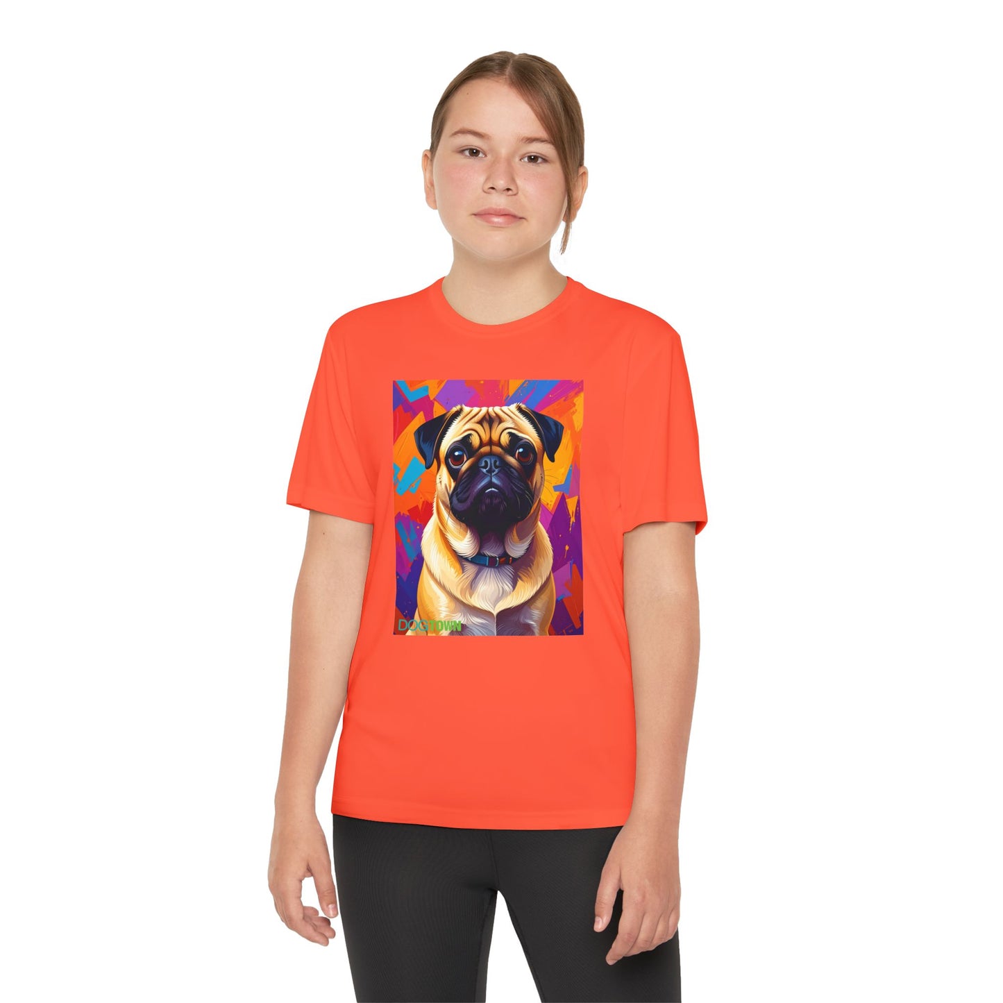 Pup Art Canvas - Kid's Sport Short Sleeve Tee (Pug)