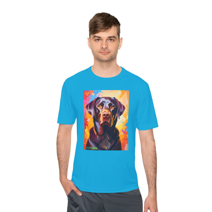 Pup Art Canvas Unisex Moisture Wicking Tee (Chocolate Lab)