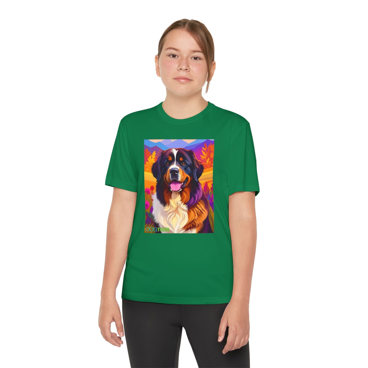 Pup Art Canvas - Kid's Sport Short Sleeve Tee (Bernese Mountain Dog)