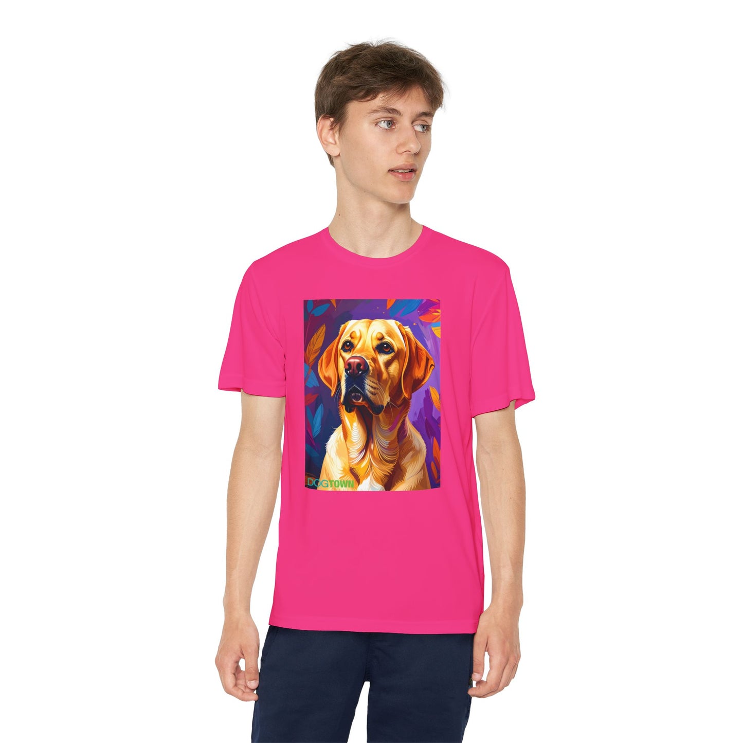 Pup Art Canvas - Kid's Sport Short Sleeve Tee (Yellow Lab)
