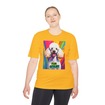 Dogtown Fur Stylist Groomer Short Sleeve Shirt (Colorful with White Poodle)