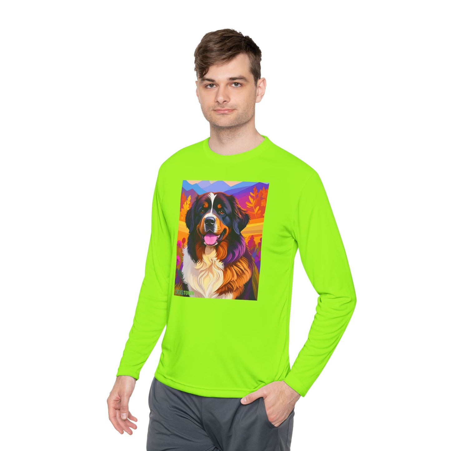 Pup Art Canvas Sport Long Sleeve Tee (Bernese Mountain Dog)