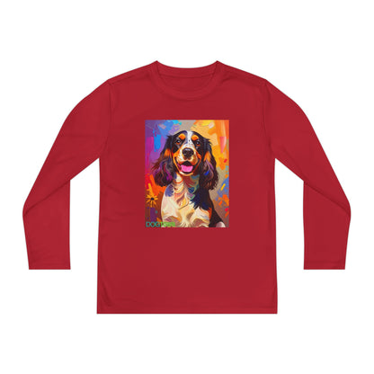Pup Art Canvas - Kid's Sport Long Sleeve Tee (English Springer Spaniel)
