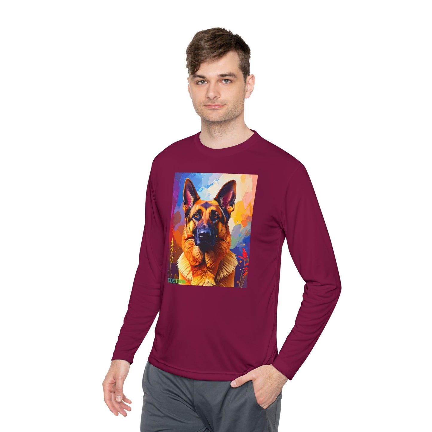 Pup Art Canvas Sport Long Sleeve Tee (German Shepherd)