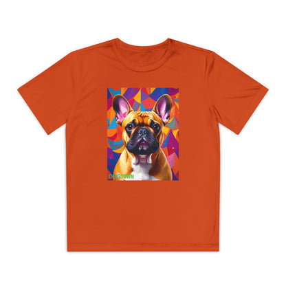 Pup Art Canvas - Kid's Sport Short Sleeve Tee (French Bulldog)
