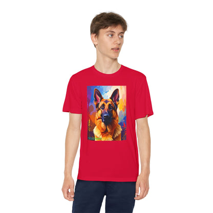 Pup Art Canvas - Kid's Sport Short Sleeve Tee (German Shepherd)