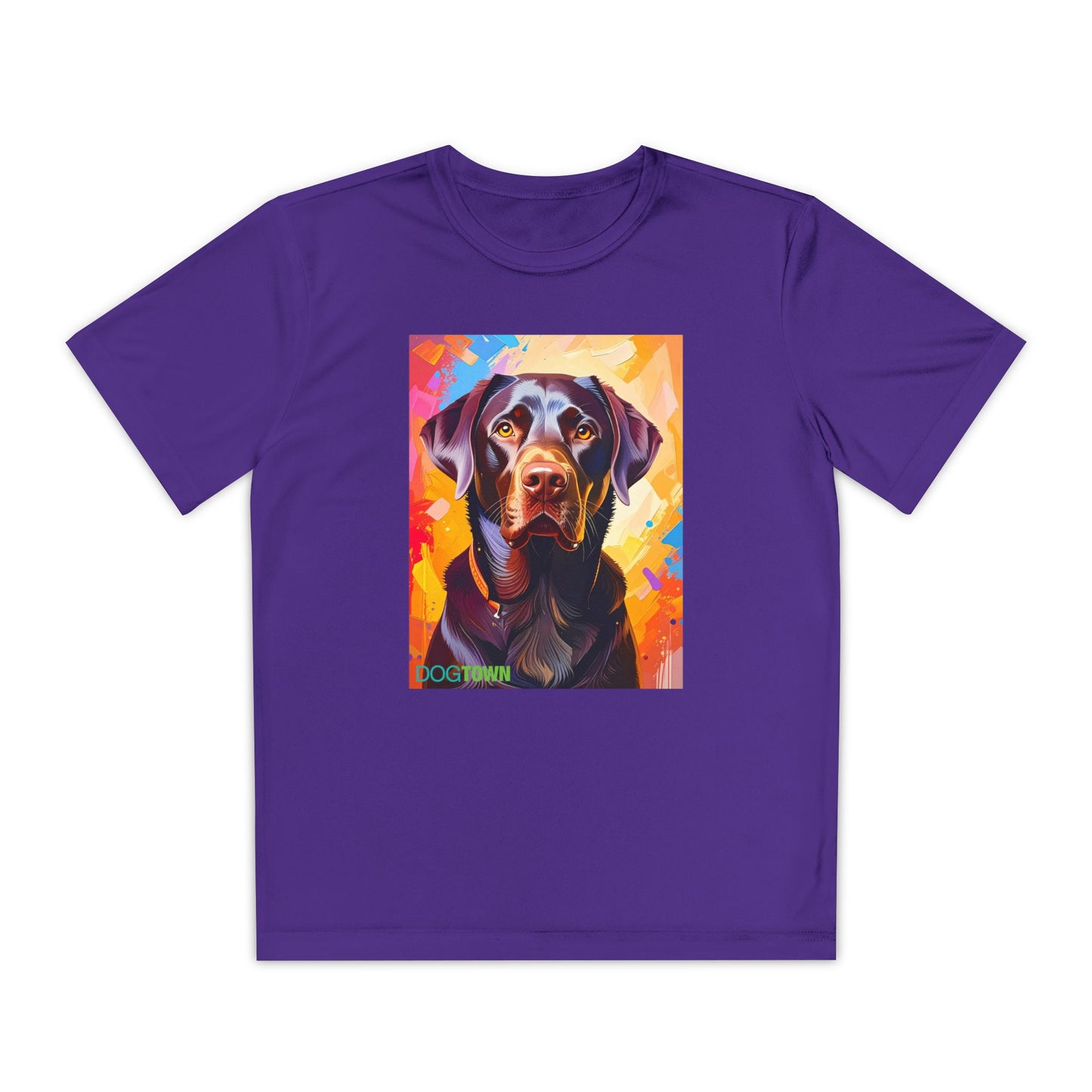 Pup Art Canvas - Kid's Sport Short Sleeve Tee (Chocolate Lab)