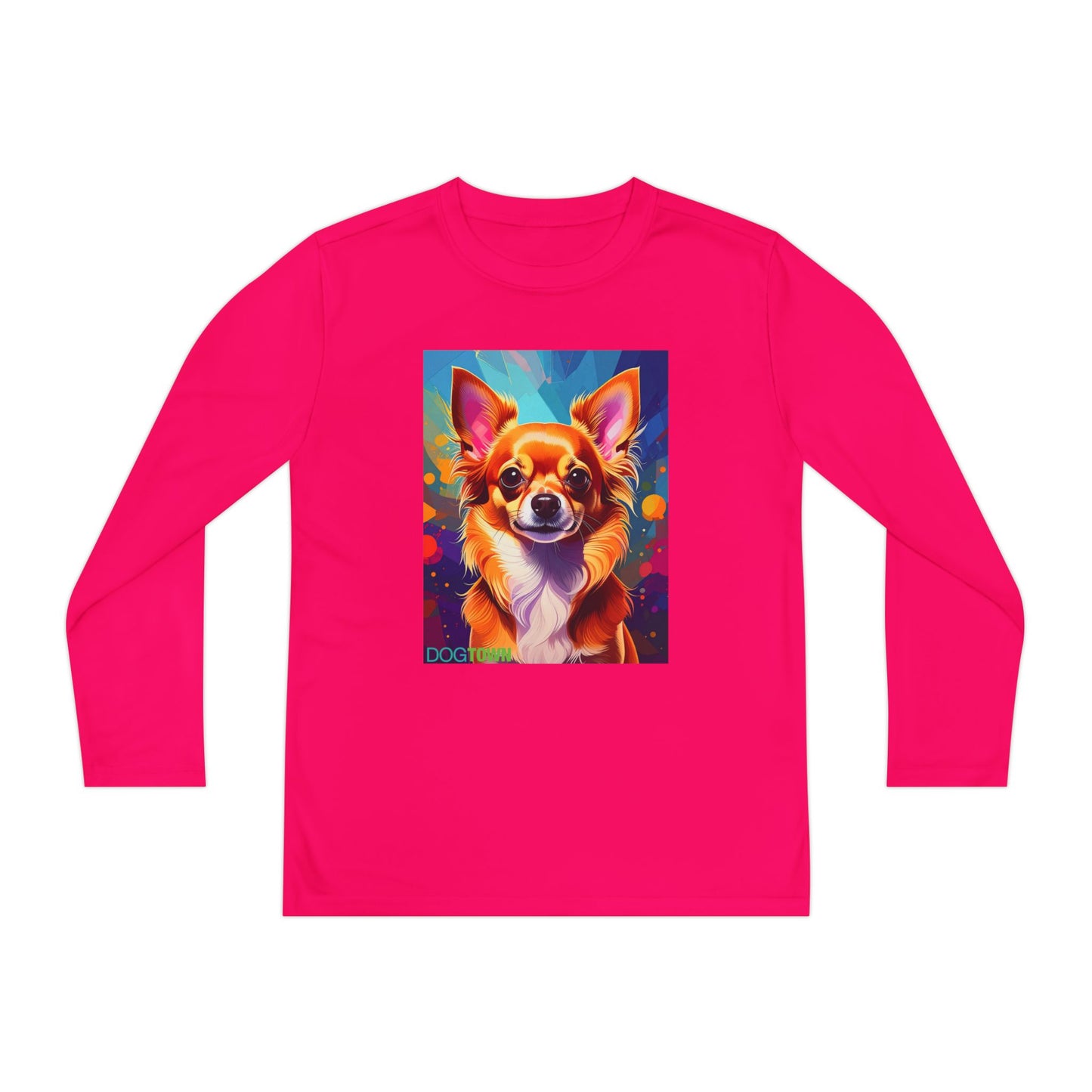 Pup Art Canvas - Kid's Sport Long Sleeve Tee (Chihuahua)