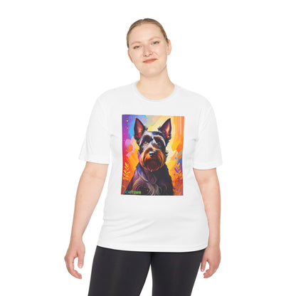Pup Art Canvas Unisex Moisture Wicking Tee (Scottish Terrier)