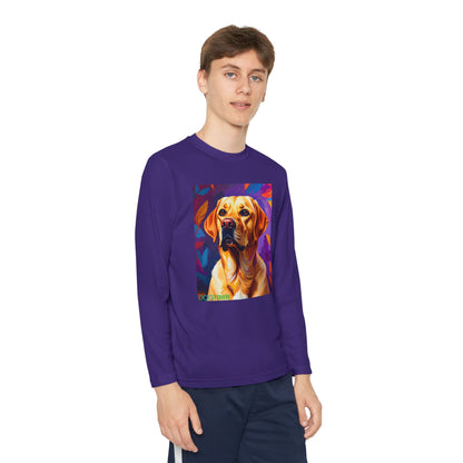Pup Art Canvas - Kid's Sport Long Sleeve Tee (Yellow Lab)
