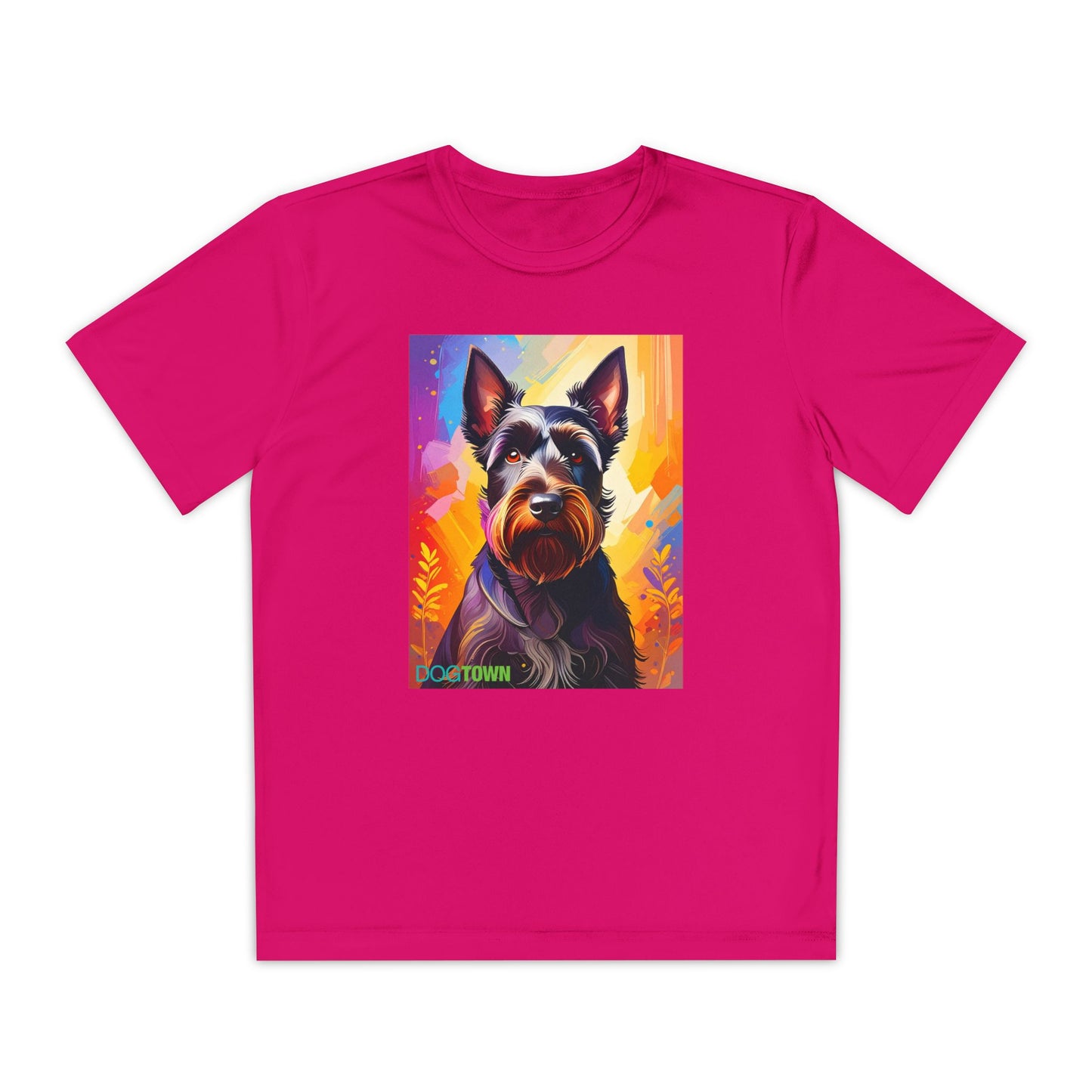 Pup Art Canvas - Kid's Sport Short Sleeve Tee (Scottish Terrier)