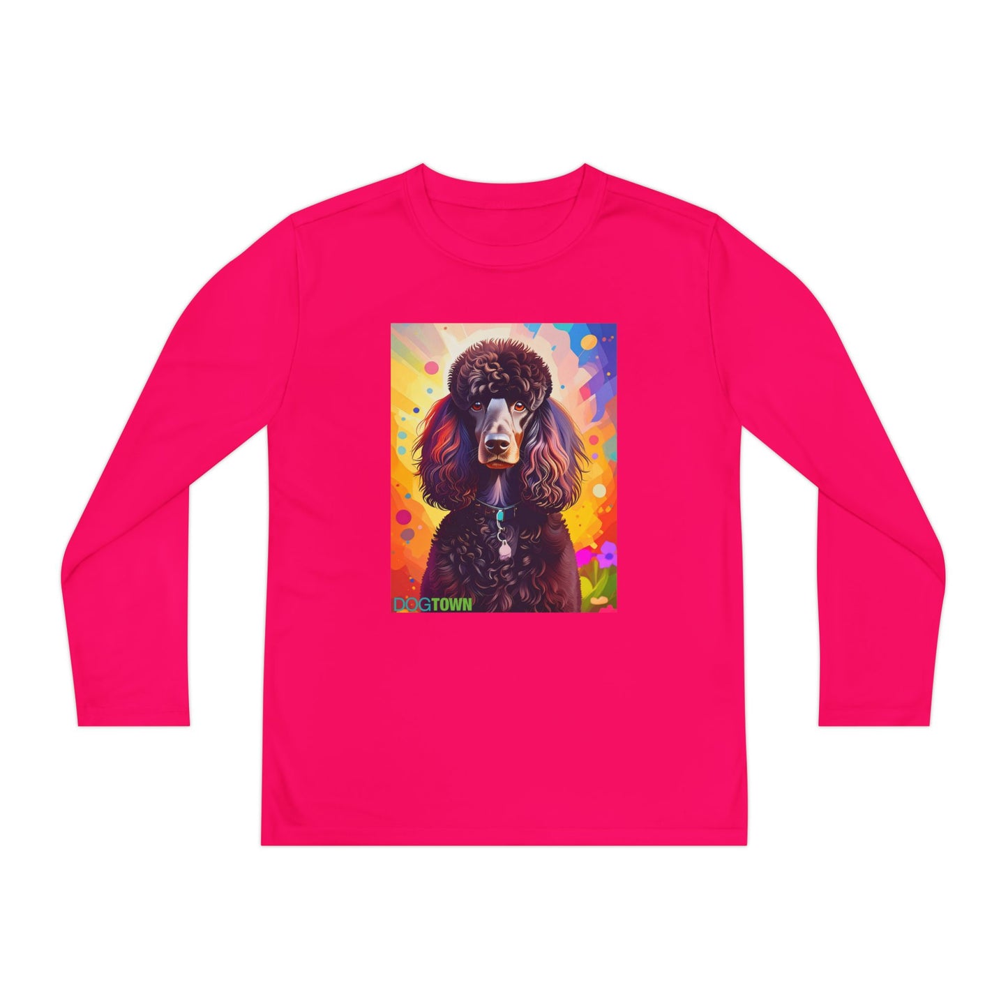 Pup Art Canvas - Kid's Sport Long Sleeve Tee (Standard Poodle)