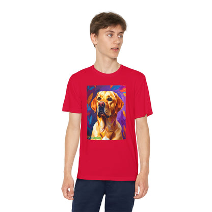 Pup Art Canvas - Kid's Sport Short Sleeve Tee (Yellow Lab)