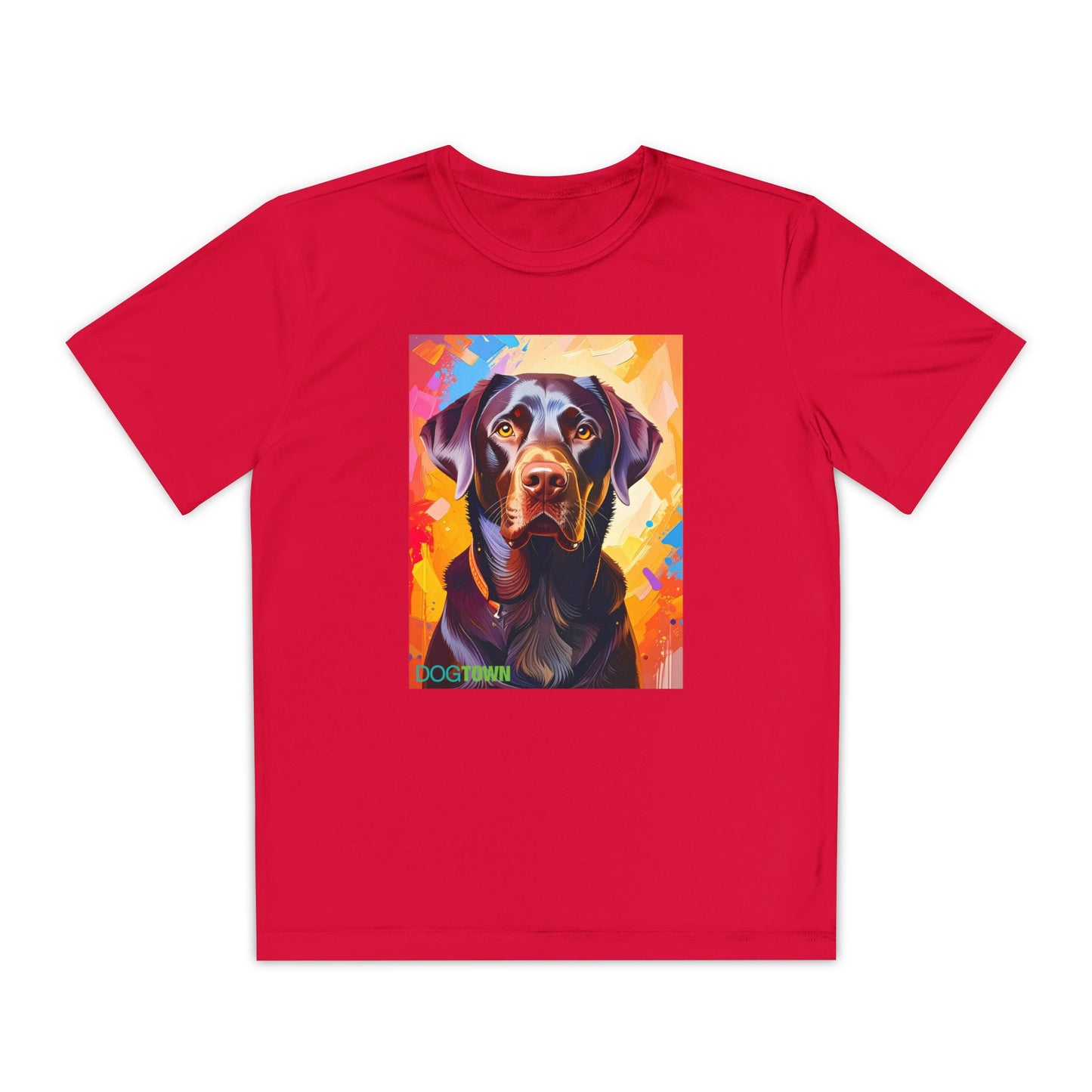 Pup Art Canvas - Kid's Sport Short Sleeve Tee (Chocolate Lab)