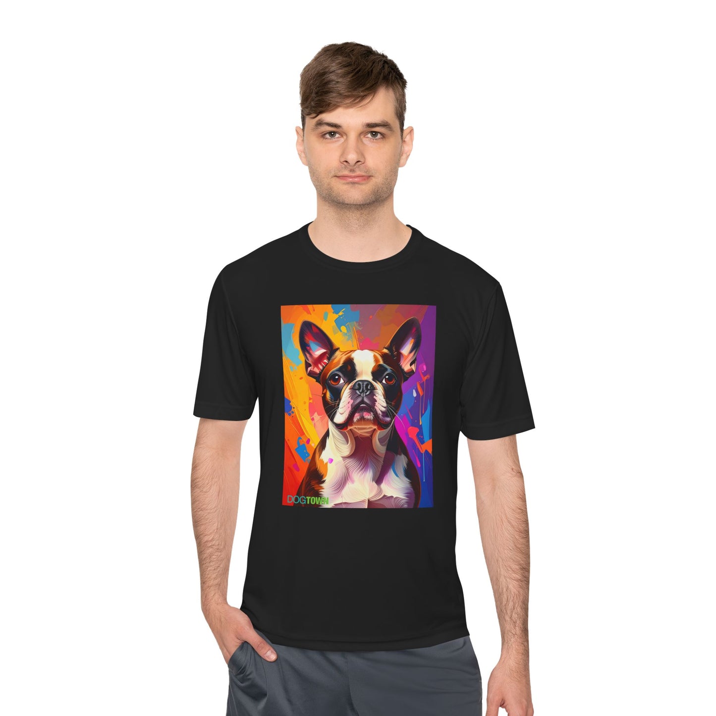 Pup Art Canvas Unisex Moisture Wicking Tee (Boston Terrier)