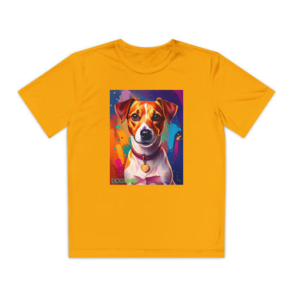 Pup Art Canvas - Kid's Sport Short Sleeve Tee (Jack Russell Terrier)