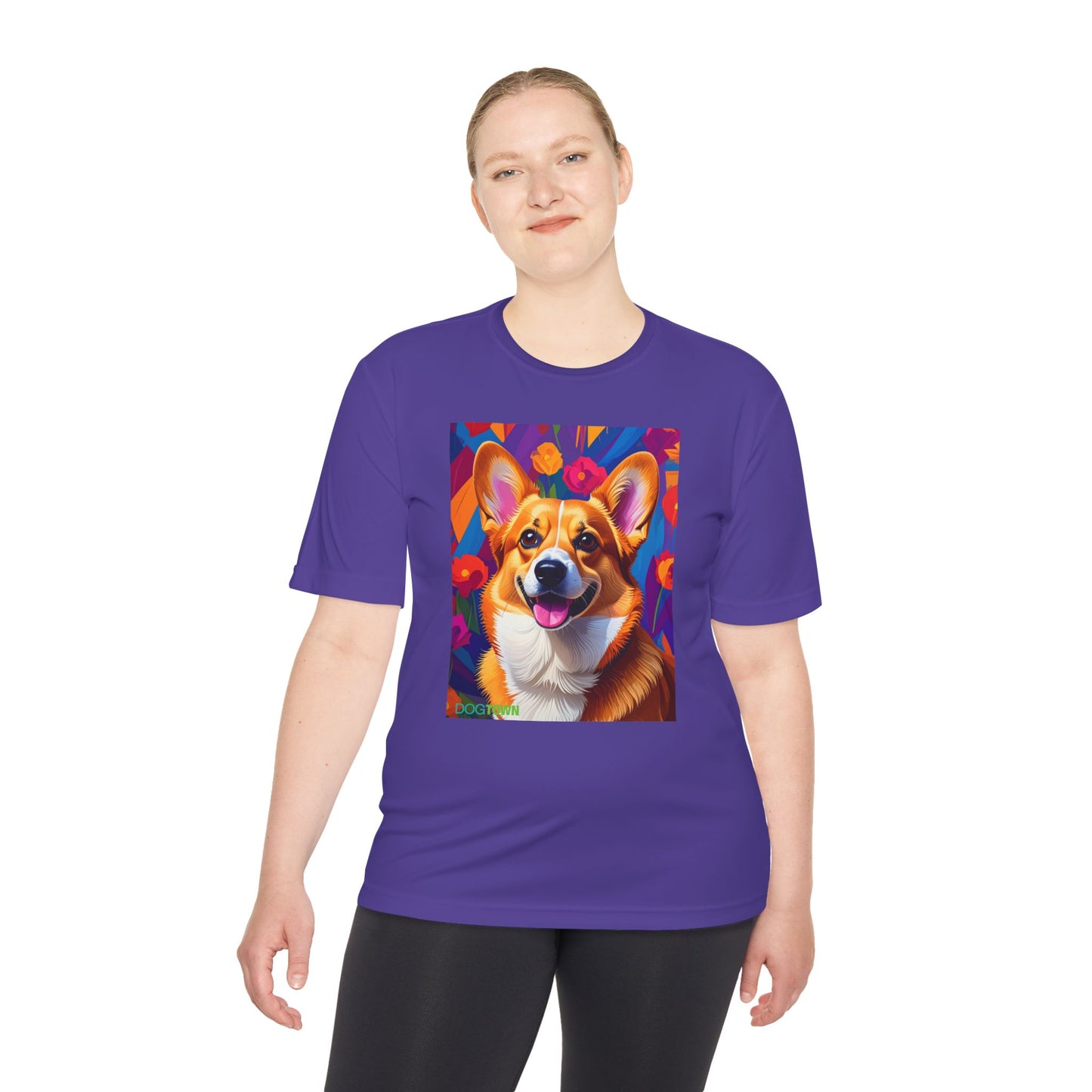 Pup Art Canvas Unisex Moisture Wicking Tee (Corgi)