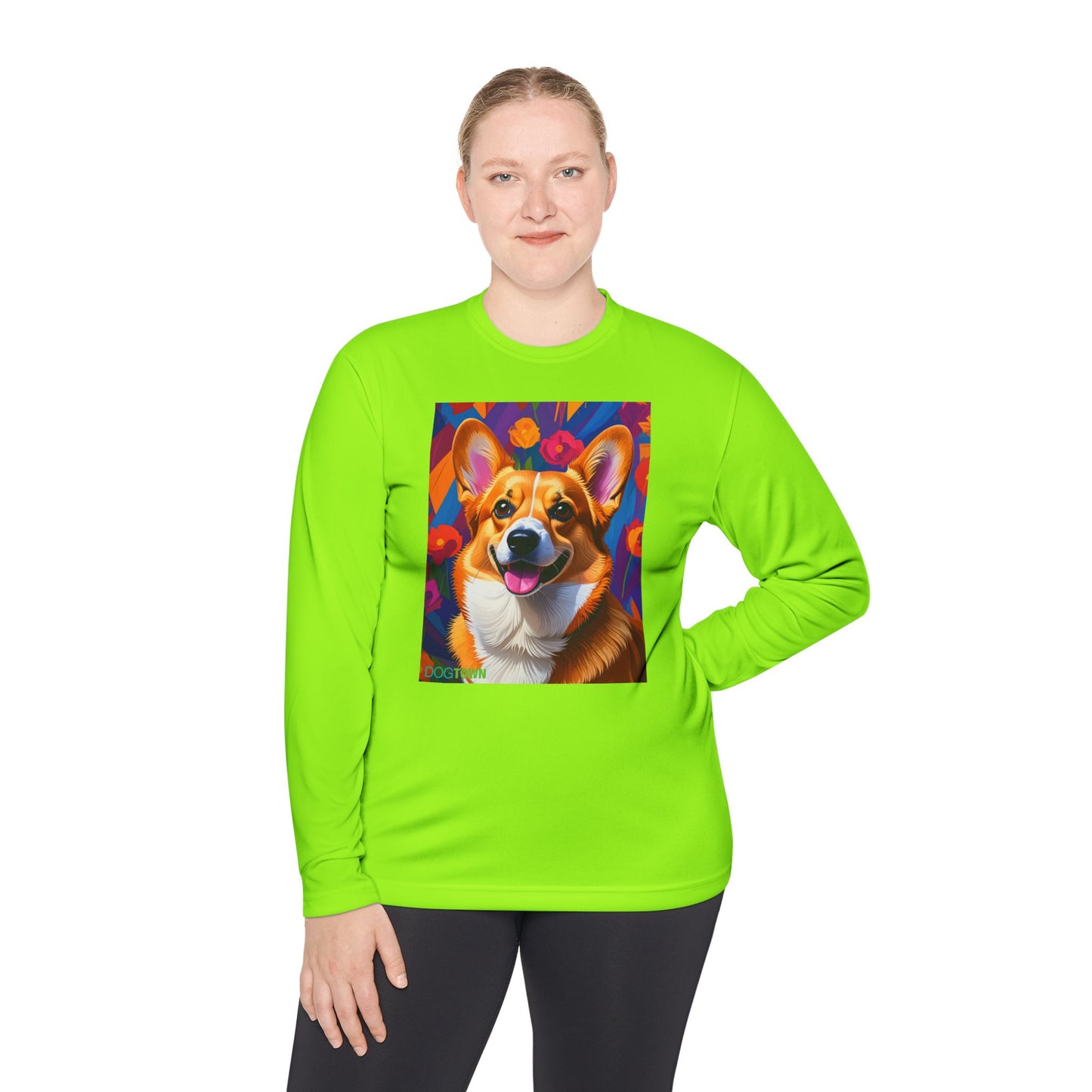 Pup Art Canvas Sport Long Sleeve Tee (Corgi)