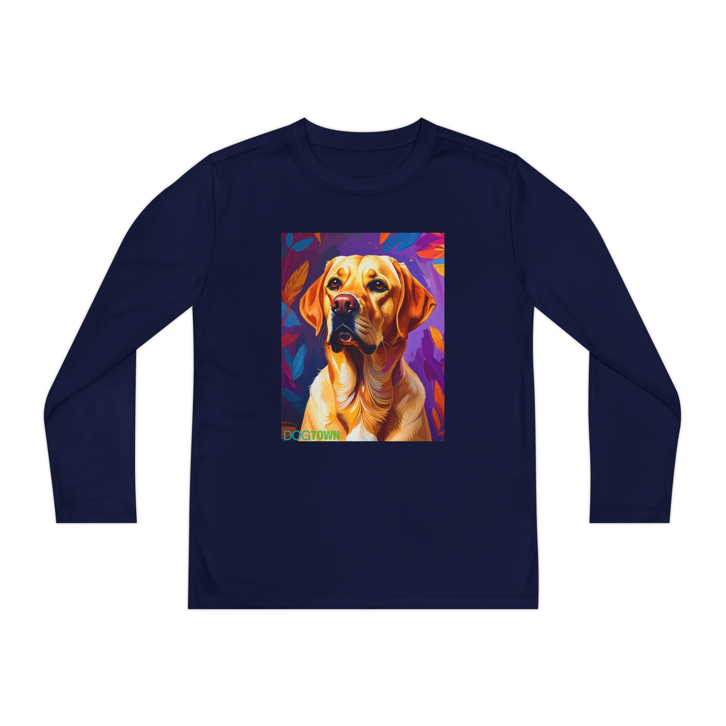Pup Art Canvas - Kid's Sport Long Sleeve Tee (Yellow Lab)