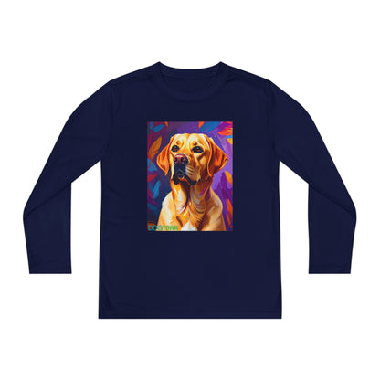 Pup Art Canvas - Kid's Sport Long Sleeve Tee (Yellow Lab)