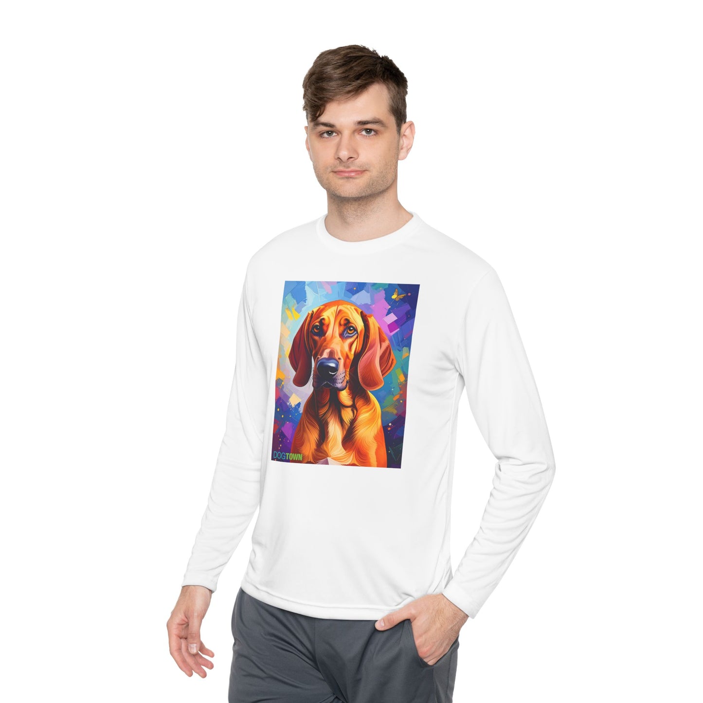 Pup Art Canvas Sport Long Sleeve Tee (Redbone Coonhound)